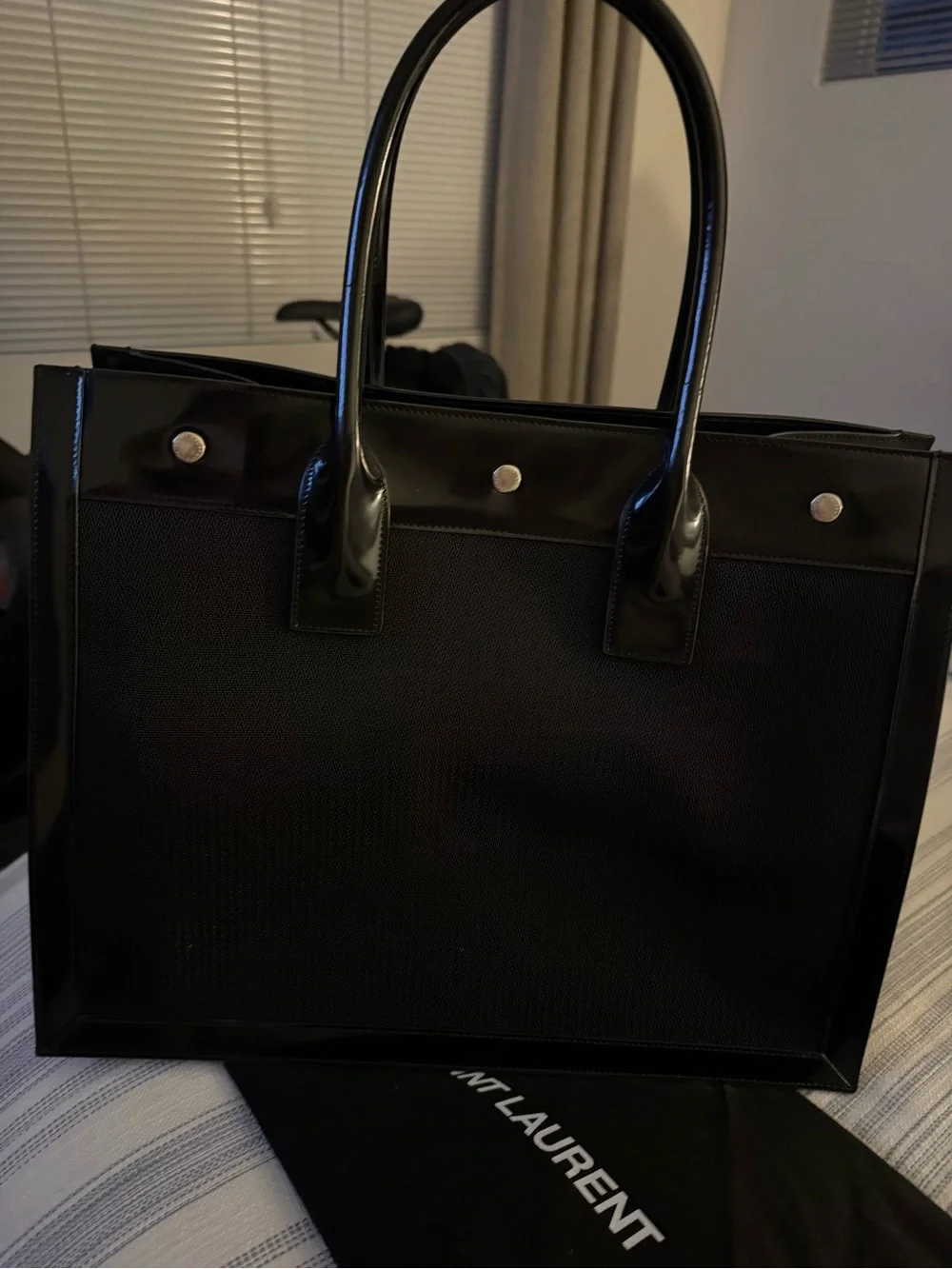 Saint Laurent Black Rive Gauche Tote